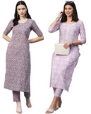 Gosriki Women'S Cotton Blend Printed Straight Kurta With Pant Pack Of 2 (Combo-Batakli-Mukh-Gs_S_Multi_Small) Multicolour,Multicolour,,B0CM9LLDN2