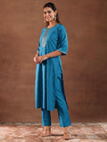 Libas Women'S Silk Blend Kurta Set (Gs1026 Blue 2Xl