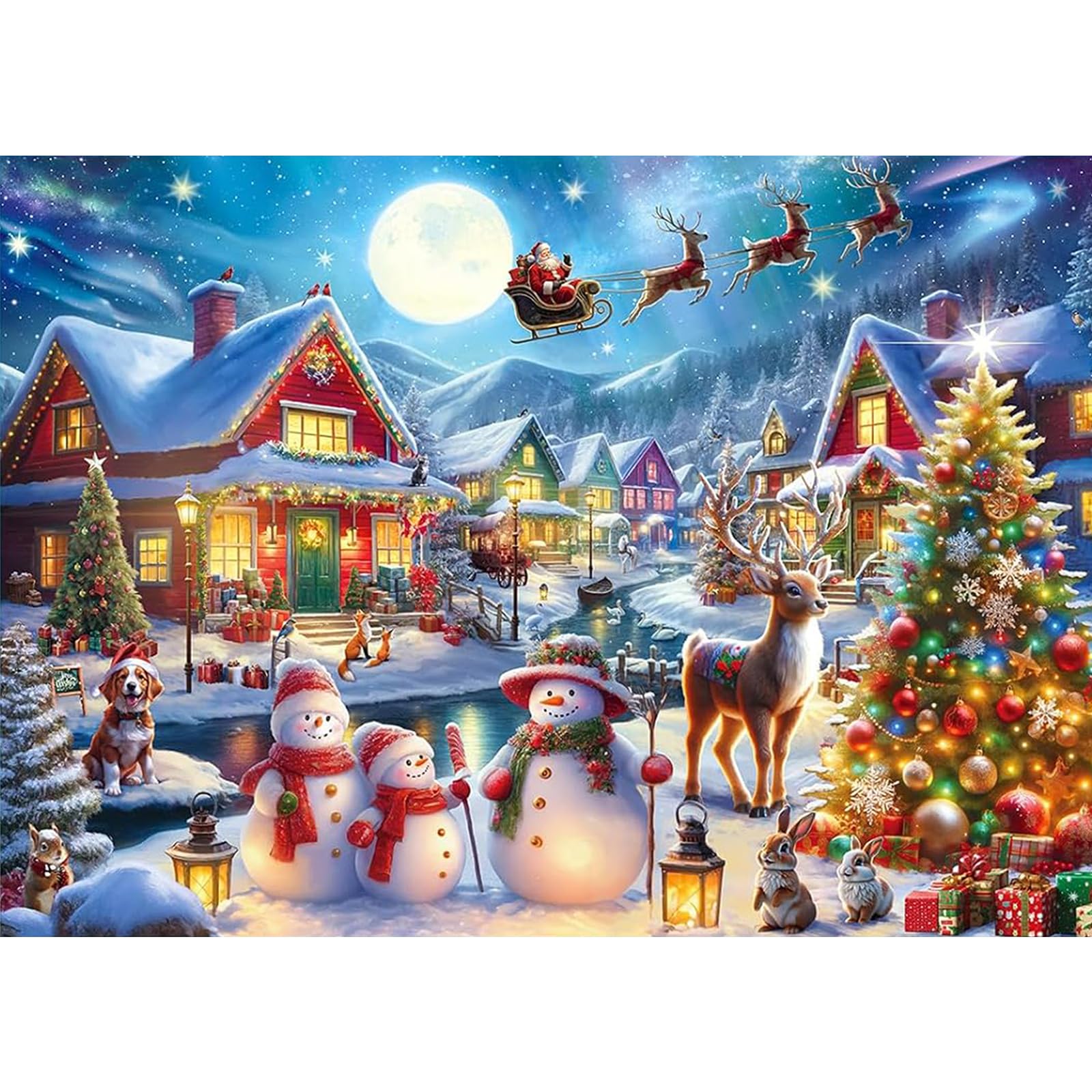 Gearock Christmas Diamond Painting Kits for Adults, Santas Secret Village Diamond Art Kits for Room Bedroom Living Room Decor, 