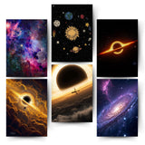 Aonami Space Universe Wall Poster Set Of 6 A4 Size Pack Of 6 Posters 300 Gsm Matte Paper With Glue Dots Included Galaxy Nebula P