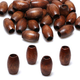 20 Pieces Large Oval Wood Beads 30 x 20mm Brown Wooden Beads Large Hole for Crafts Tan Dyed Wood Tube Beads for Macrame/Bead Cra