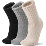 Merino Wool Boot Socks Thermal Winter Warm Thick Cozy Hiking Socks For Men Women 3 Pairs, 3 PairsBlack/Grey/Beige, Medium