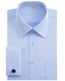 J.VER Mens French Cuff Dress Shirts Regular Fit Long Sleeve Shirt Blue