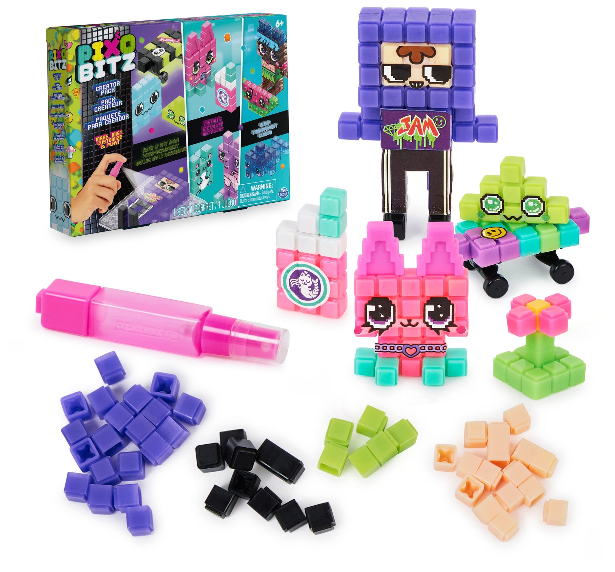 Pixobitz, Exclusive Creator Pack With 522 Water Fuse Beads, Decos And Accessories, Makes 3D And 2D Creations With No Heat, Arts 