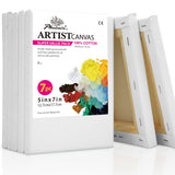 PHOENIX Stretched Canvas for Painting 5x7 Inch/7 Value Pack, 8 Oz Triple Primed 5/8 Inch Profile 100% Cotton White Blank Canvas,