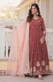 Wedani Faux Georgette Zari Thread Work Anarkali Kurta Set For Women (In Alpha L Regular Maroon),MAROON,L,Georgette,Anarkali,