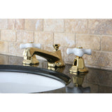 Kingston Brass Ks4462Px Metropolitan Widespread Lavatory Faucet With Porcelain Cross Handle, Polished Brass