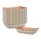 Restaurantware-Bio Tek 2 Pound Food Trays, 50 Disposable Paper Food Trays - Heavy-Duty, Greaseproof, Plaid Paper Boats, For Snac