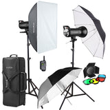 Godox 2 x SK400II 800Ws Strobe Flash Light Monolight Kit for Studio Photography, Includes Light Stand, Softbox, Reflector, Barnd