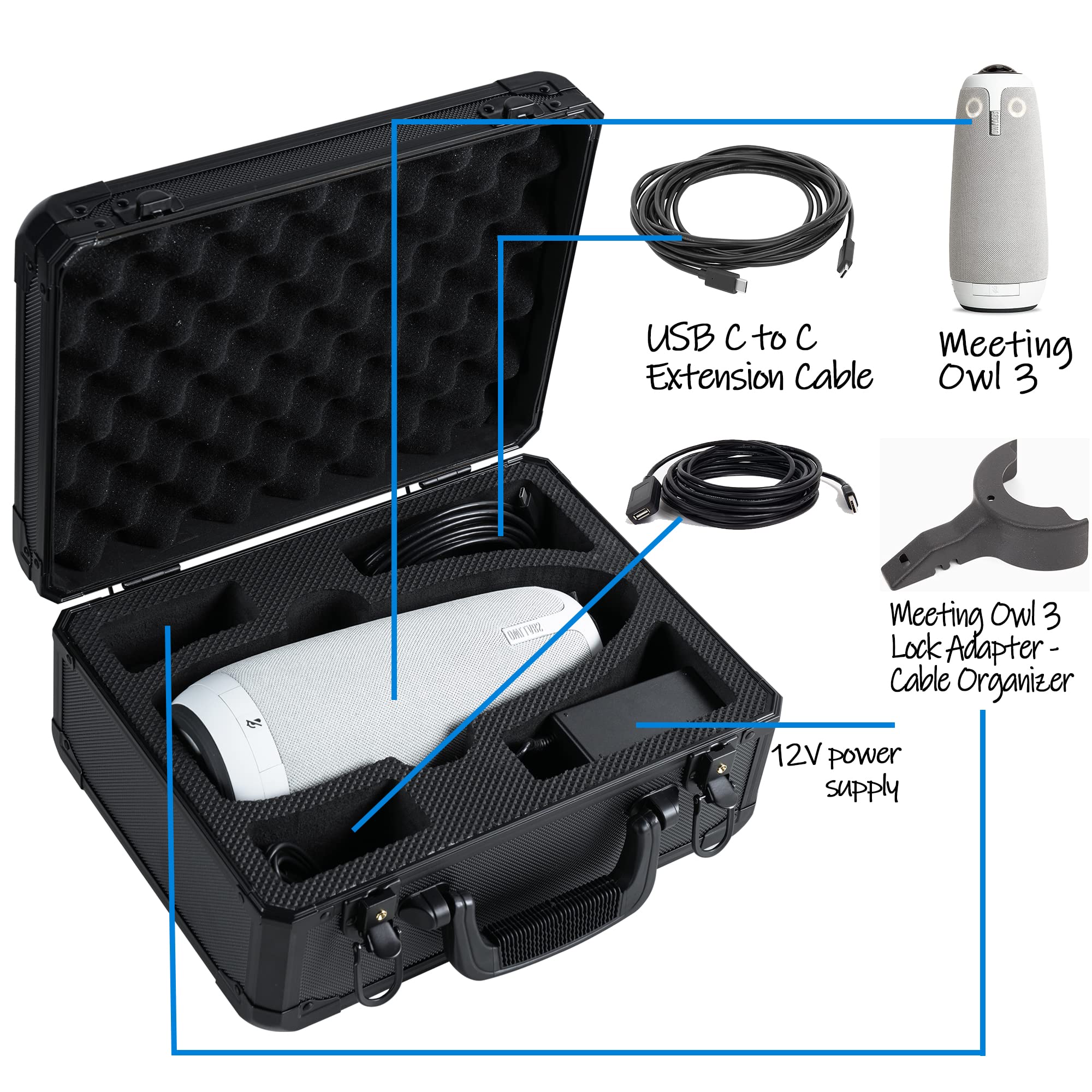 D DACCKIT Carrying Case for Meeting Owl 3 - Hard Travel Case Compatible with Meeting Owl 3 and Accessories