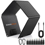 SOKIOVOLA N-Type 16BB Portable Solar Panels 30W Foldable Solar Panels Charger ETFE Solar Panel with DC USB-C and USB-A IP68 Wate