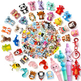 Ferreve 120 Pcs 3D Animal Silicone Focal Beads for Pens, Keychain Making, Focal Beads Bulk for Beadable Keychain DIY Crafts Brac