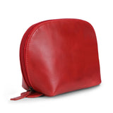 TheAntiq Genuine Leather Toiletry Bag for Men - Stylish Red Makeup Pouch, Handmade Cosmetic Case (9 x 6 x 4 inch), Compact Leath