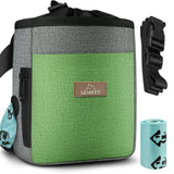 Upgraded large-sized Dog Treat Pouch with waist clip - Fashionable Green&Grey Design - Large Capacity Dog Treat Bag for Dog Walk
