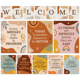 Decorably 15 Welcome Boho Classroom Decor Posters, Inspirational, Matte-Laminated Decor - for School, Hallways, Bulletin Boards