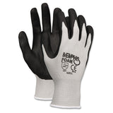 MCR Safety 9673S Memphis Foam Seamless Nylon Knitted Gloves with Black Foam Nitrile Dipped Palm and Fingers, Black/White, Small,