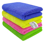 SOFTSPUN Microfiber Cleaning Small Wipes 20X30cms 4 pcs Towel Set 340 GSM Multicolor! Highly Absorbent Lint and Streak Free Mult