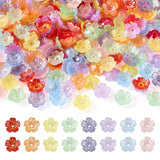 Cheriswelry 280Pcs Acrylic Bead Caps 5-Petal Flower Bead Caps Colorful Floral Loose Spacer Beads End Caps 10x4mm for Bracelet Ea