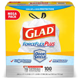 Glad ForceFlexPlus Tall Kitchen Drawstring Trash Bags 13 Gallon White Trash Bag, OdorShield 100 Count (Packaging May Vary), Pa