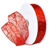 Morex Ribbon Swirl Wired Sheer Glitter Ribbon 11/2 inch by 50 yards, Red