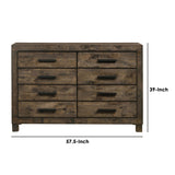 Benjara Wooden Dresser With 8 Drawers And Grain Details, Brown
