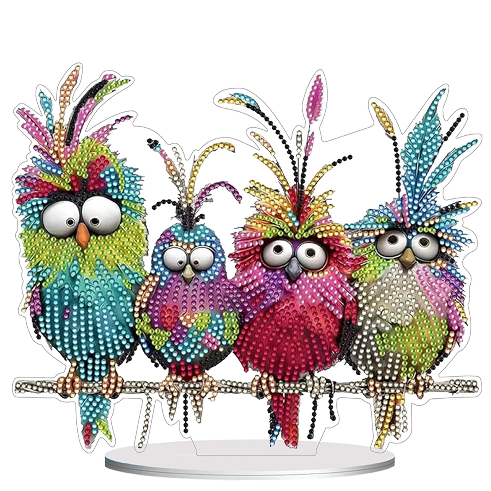 Diamond Painting Kits for Adults Beginners, 5D Full Drill Birds Crystal Art Desktop Ornament, DIY Single Sided Home Office Desk 