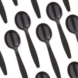 Extra Sturdy, Pro-Grade Plastic Soup Spoons 50 CT. Black, Heavy Duty Recyclable Utensils for Soups, Stews, Chili and Gumbo. Heav