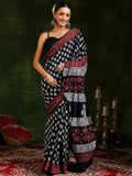 Libas Women'S Cotton Saree (16108_Black)