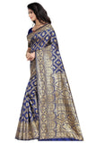 Sugathari Womens Banarasi Saree Pure Kanjivaram Silk Saree Soft New Ladies 2023 Design Wear Sarees Latest Cotton Party Sari Collections With Blouse Piece For Wedding Sadi (Sam San 9017-Navy Blue)