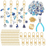 AUGSUN 189 Pcs Christmas Winter Keychain Making Kit, Charm Jewelry Chain 60 Charms 12 Keychain Clips Hooks 15 Extender Chains 10
