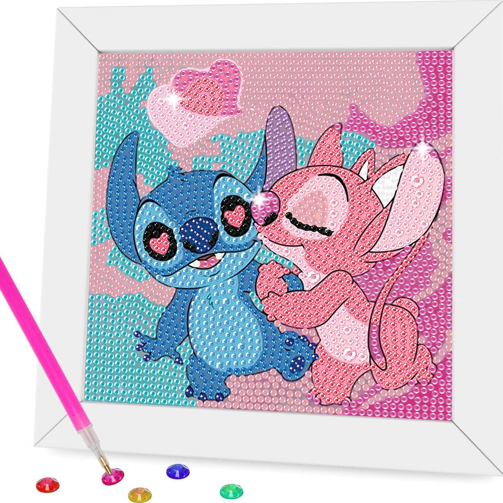 Gearock Diamond Art Painting Kits with Wooden Frame Adults Beginners Easy DIY Cute 5D Big Gem Art Kits for Cartoon Lovers Hallow