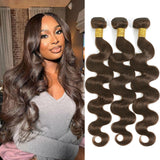 DSEKCAIN 4# Body Wave Bundles Human Hair Chocolate Brown Color Body Wave Bundle 100% Real Human Hair And True To Length 16 18 20