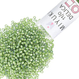 Miyuki Delica Seed Beads - Size 11/0 (1.6 mm), DB1786, White-Lined Light Green AB, 7.2 g, Approx. 1440 Beads, Made in Japan
