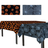 Confettiville Halloween Tablecloth, 2-Pack Disposable Table Cloths, Pumpkins and Spider Web Plastic Covers, 54 x 108 Inches, Par