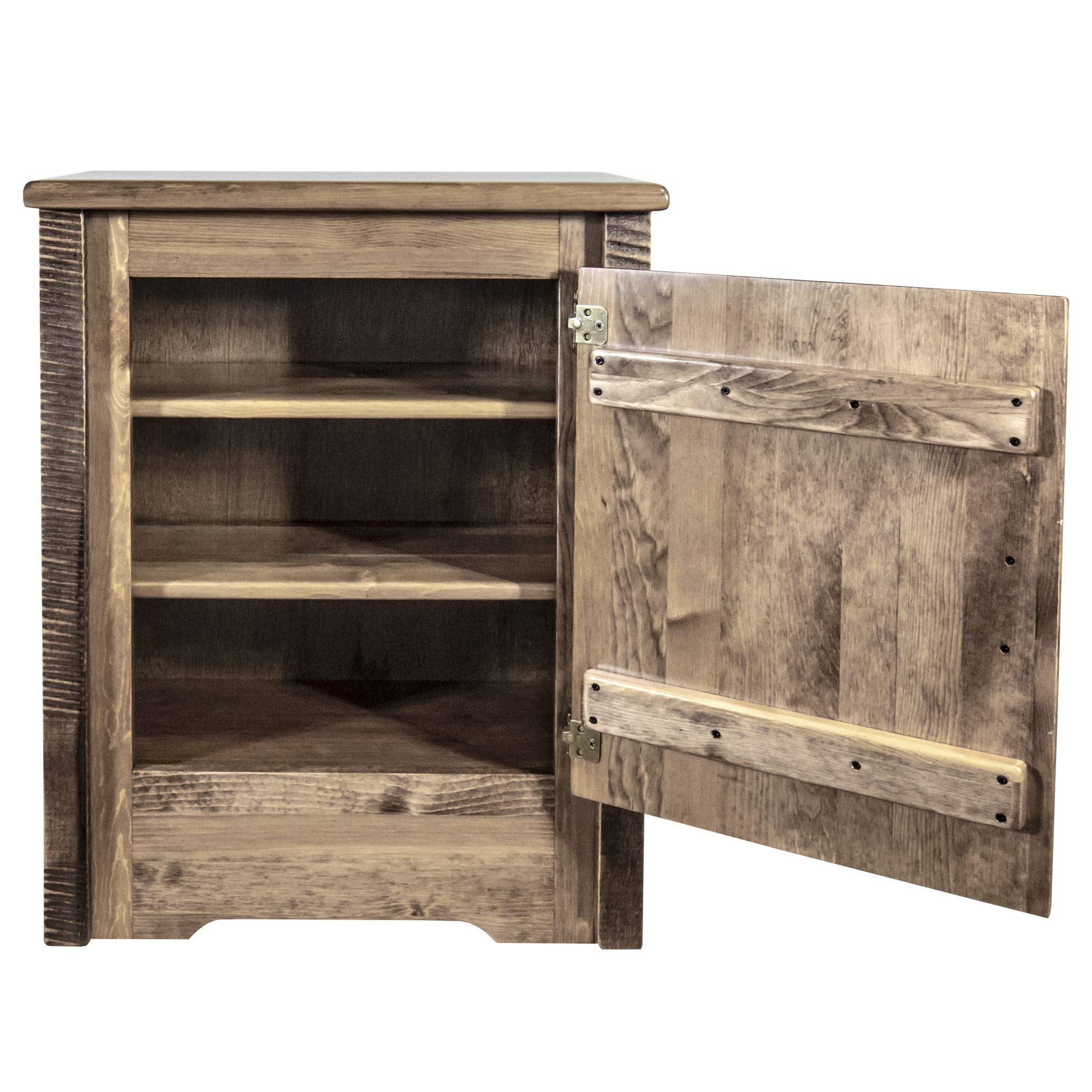 Montana Woodworks Homestead Collection Accent Cabinet With Laser Engraved Elk Design, Right Hinged, Stain & Clear, Stained & Cle