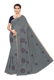 Gosriki Women'S Grey Color Chanderi Embroidered Saree With Blouse Piece(Interpol-Grey_Free Size),Grey,,B07XC7865T