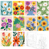 Nuberlic 10 Packs 8X10 Pre Drawn Canvas for Painting Floral Pre Printed Canvas Painting Kit Vibrant Botanical Pre Drawn Canvas t