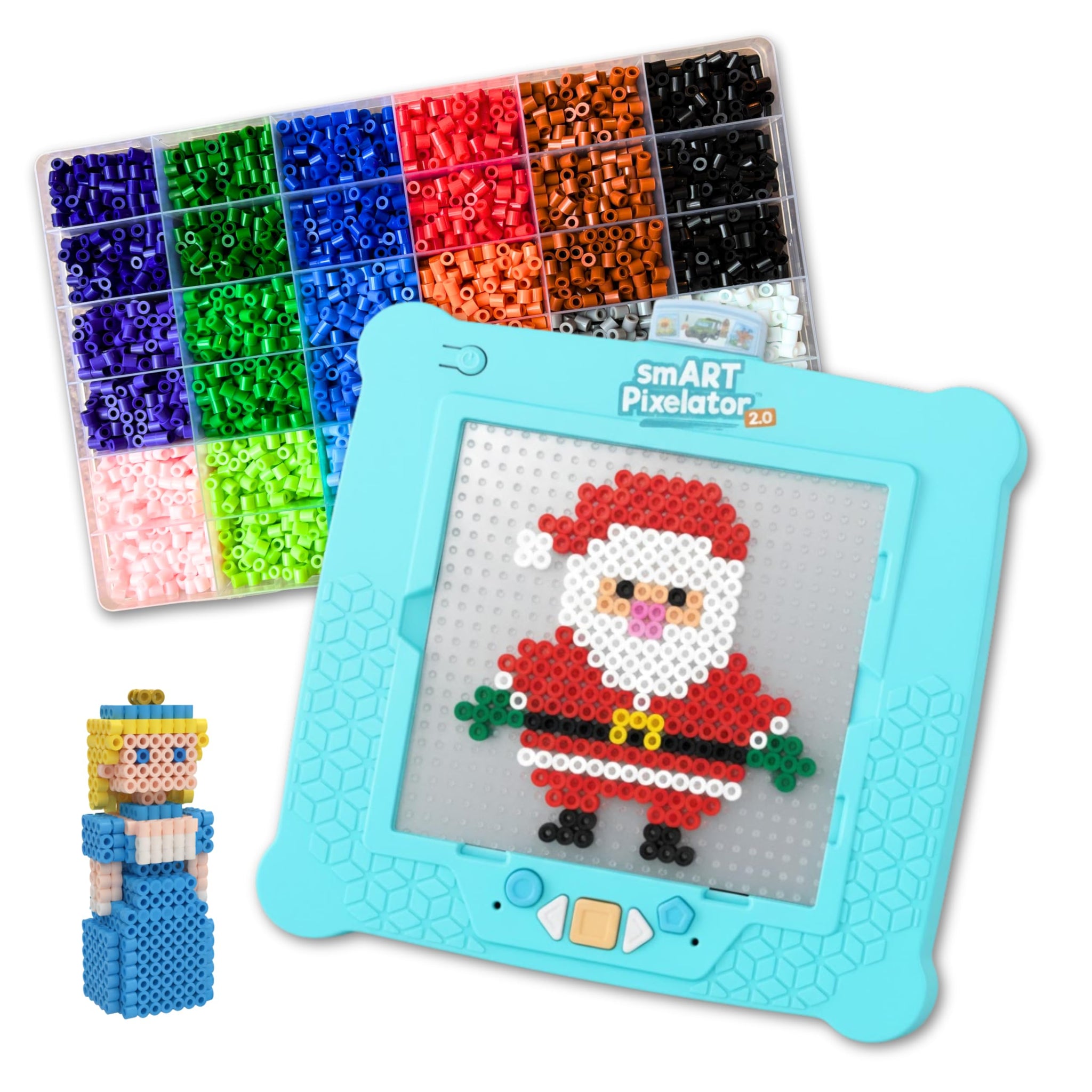 Flycatcher Smart Pixelator 2.0 Fuse Bead Art Kit - LED Pattern Guide for Kids Ages 7+, Create 2D & 3D Designs with Free App - ST