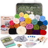 Mayboos Needle Felting Kit, 24 Colors Wool Roving Set, Needle Felting Kit with Felting Tool and Foam Mat Needle Felting Supplies