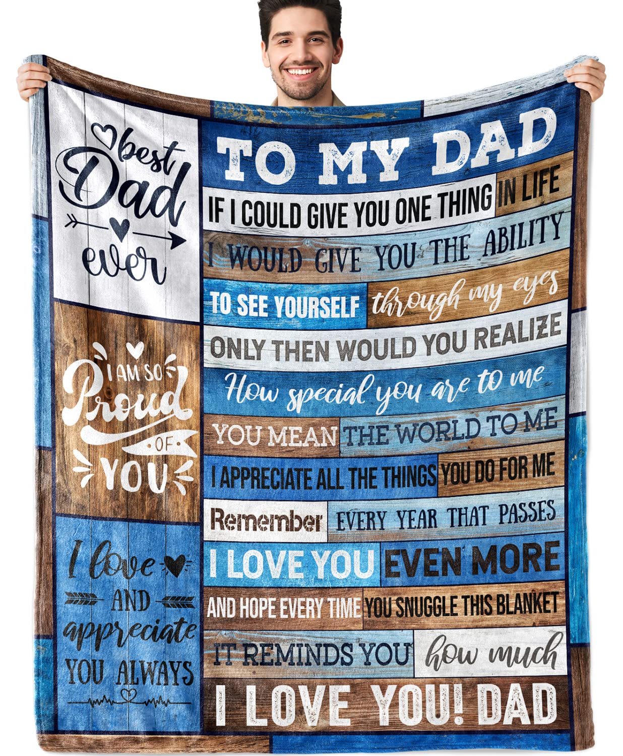 Dad Birthday Gift Birthday Gifts for Dad from Daughter Son Best Dad Gifts Soft Throw Blanket for Bedding Sofa (Dad Gifts, 50 x 6