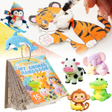 Shuttle Art 63 Pcs Magic Foam Texture Painting Kit - Animal Series: 15 Animal Foam Pieces, Coloring Book with 15 Scenes, 12 Acry