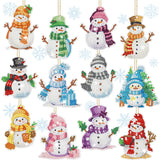 Ferraycle 12 Pcs Diamond Art Christmas Ornaments Snowman Diamond Painting Kit 5d DIY Art Keychains Winter Hanging Ornaments for 