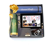 Saanvi Crafts Your Name Personalized Mens Gift Hamper Set With Water Bottle, Pen, Men Wallet, Keychain, Men Deodorant, Golden Ro