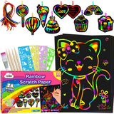ZMLM Scratch Paper Art-Craft for Girls: Rainbow Scratch Magic Drawing Set Paper Pad Board Supply Kit Girl Project Activity for 3