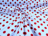 New Creations Fabric & Foam Inc, 60 Wide by Premium Polka Dot Poly Cotton Fabric (Red Dot on White, 2 Yards)