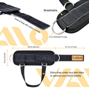 VAIIO Ankle Straps for Cable Machines,Adjustable Comfort fit Neoprene, Reinforce Double D-Ring - Premium Ankle Cuffs to Improve