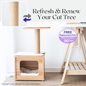 Catry Nirvana 3-Level Kitten Tree with Plush Perch, Soft Hammock, and Paper Rope Scratching Posts, Minimalist Cat Furniture for