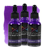 Artfinity Liquid Watercolor Paint 30 ml Bottle - 3 Pack, Blue Violet - Vibrant Dye-Based Liquid Watercolor w/Glass Pipette, Fast