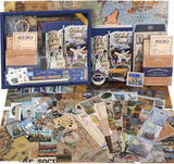 Funspark Global Travel 154 Pcs Scrapbook Kit For Journaling, Diy Memory Album & Crafting Set, A6 Notebook, Vintage Travels Stick