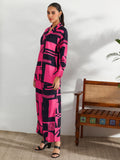 Libas Womens Printed Viscose Co-Ord Set For Women Pink Xl
